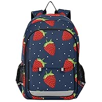 ALAZA Red Strawberry Polka Dot Backpack Bookbag Laptop Notebook Bag Casual Travel Trip Daypack for Women Men Fits 15.6 Laptop