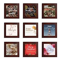 4x4 Frames, Brown Picture Frame Instagram Photo Collage Frame, Set of 9, 4 Inch Square Small Picture Frame