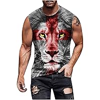 Men Novelty Graphic Tank Tops Stylish Sleeveless Tee Casual Gym Top Animal Print Fashion T-Shirt Tunic Blouses