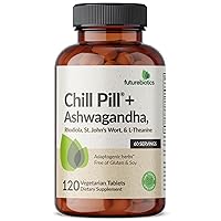 Futurebiotics Chill Pill + Ashwagandha, Rhodiola, St. John’s Wort, & L-Theanine 2000 MG per Serving - Non-GMO, 120 Vegetarian Tablets