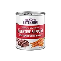 Health Extension Gravy Dog Food, Beef & Carrot Entrée, Crude Protein, Fiber & Fat with Added Vitamins, for All Life Stages, Wet Dog Food, Improve Gut Health, Digestive Support (9 Ounce, 12 Cans)