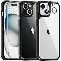 TAURI 5 in 1 Designed for iPhone 15 Case, [Not-Yellowing] with 2X Screen Protectors + 2X Camera Lens Protectors, [Military Grade Drop Protection] Shockproof Slim Case for iPhone 15, Black