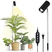 HMVPL Black Grow Lights for Indoor Plants Full Spectrum,Plant Lights for Indoor Growing with 12W COB Grow Light Bulb,4/8/12H Timer,Tall Spot Grow Lamp for Small Large Plants(59'', Height Adjustable)