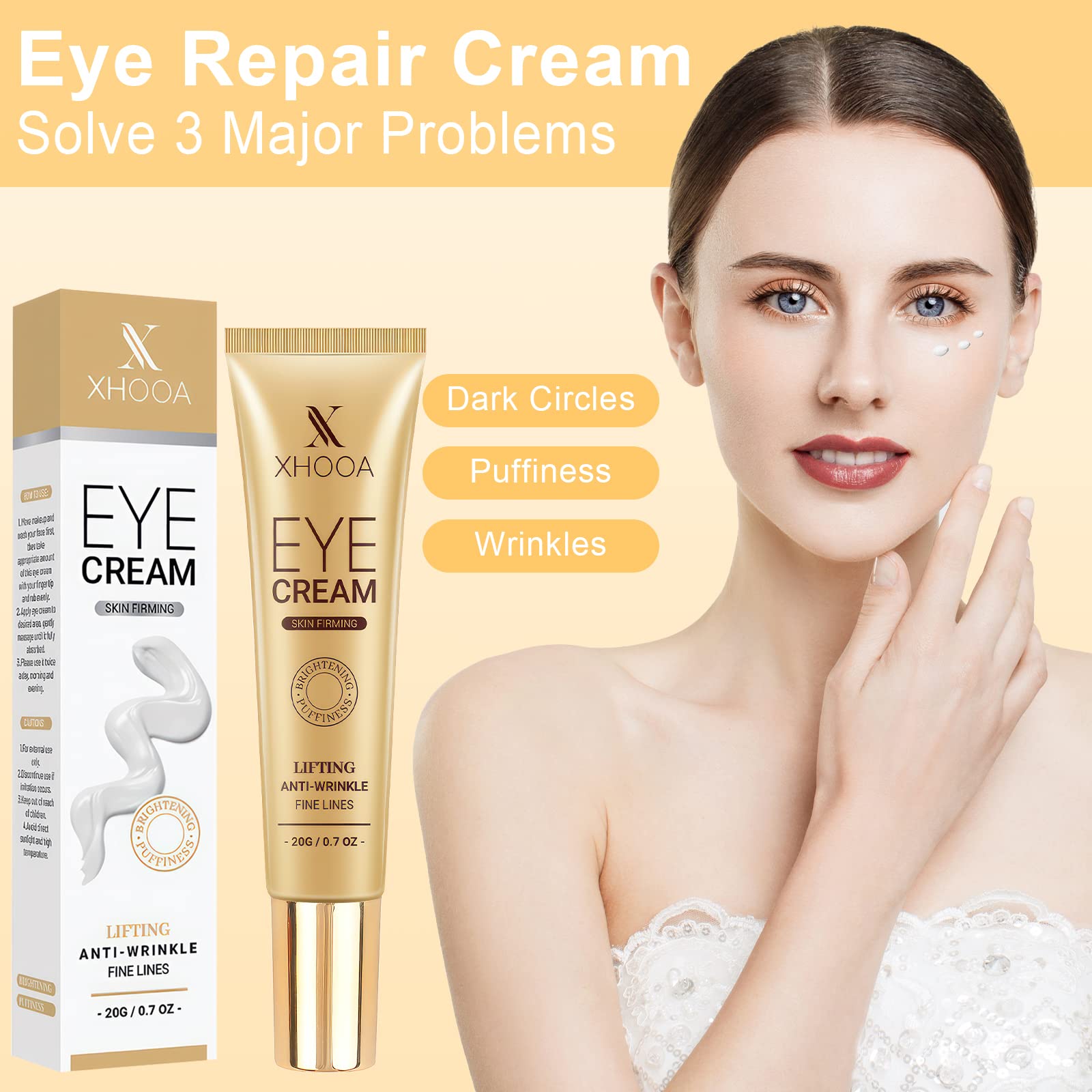 Retinol Eye Cream - Retinol Eye Cream With Collagen, Retinol Eye Cream for Dark Circles and Puffiness, Visible Results in 3-4 Weeks, Under Eye Cream Anti Aging, for Puffiness & Bags Reduces Fine Lines