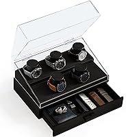 Elevate Your Watch Collection with The Curator Pro – Premium Watch Display Case for 5 Watches – Easy Access, Large Drawer & Leather Lining – Wooden Mens Watch Box & Watch Case – Lifetime Assurance