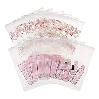 Miamica Floral Resealable Bags and Packing Organizers, Set of 12, 7.5” x 8” x 0.1”, Pink