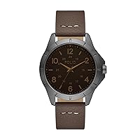 Men's Gunmetal Gray & Brown Vegan Leather Strap Watch (Model: FMDFL5045)