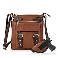 JESSIE & JAMES 2 Toned Belt Concealed Carry Crossbody Bag with Lock and Key