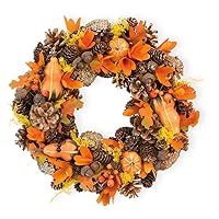Boston International Decorative Fall Front Door/Wall Wreath, 14.5-Inches, Sparkle Gourds and Berries