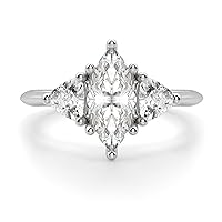 Riya Gems 4 TCW Marquise Moissanite Engagement Ring Wedding Eternity Band Vintage Solitaire Halo Setting Silver Jewelry Anniversary Promise Vintage Ring