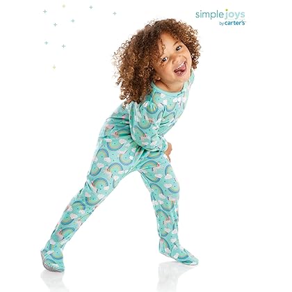 Simple Joys by Carter's Toddlers and Baby Girls' Loose-Fit Polyester Jersey Footed Pajamas, Pack of 3