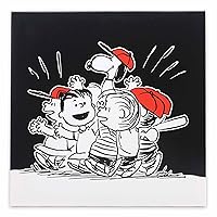Open Road Brands Peanuts Baseball Celebration Gallery Wrapped Canvas Wall Decor - Fun Charlie Brown Wall Art for Bedroom or Man Cave
