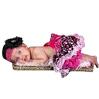 Pink Black Hearts Newborn Baby Skirt Tutu Girl Clothing Headband Set Nb-12m