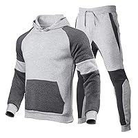 Mens Patchwork Colorblock Track Suits 2 Piece Outfits Casual Jogger Pants Hoodies Tracksuit Set Athletic Sports Suit
