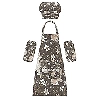 Cute Bunny 3 Pcs Kids Apron Toddler Chef Painting Baking Gardening (with Pockets) Adjustable Artist Apron for Boys Girls-S