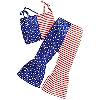 Receiving Baby Blanket Girl Set Summer Girls' Suit Girl's Independence Day Star Suit Suspenders Baby (Blue, 6-12 Months)