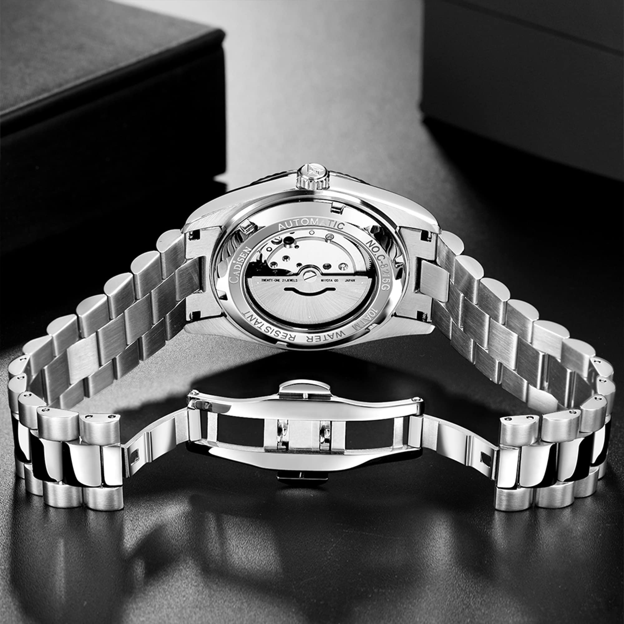 CADISEN Automatic Watches Men's Mechanical Business Waterproof Stainless Steel Wristwatch