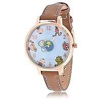 Accutime Nickelodeon Rugrats Adult Women's Analog Watch - Faux Brown Leather, Glass Dial Face, Gold Mattle Case, Female, Analog Wrist Watch in Brown (Model: NIC5023AZ)