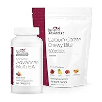 Bariatric Advantage Chewable Advanced Multi EA Without Iron - Mixed Fruit, 60 Count and Calcium Citrate Chewy Bites 500 mg - Assorted Fruit Flavor, 90 Count