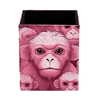 Pink Monkey Orangutan Pencil/Pen Holder for desk, Round Desktop Organizer for Desk Multi Purpose Use for Home School Office Supplies
