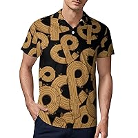 Wooden Ampersand Men's Polo Shirt Short Sleeve Sport Shirts Casual Golf T-Shirt for Work Fishing M