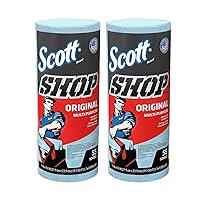 75130 Scott Single Rolls Blue Shop Towels Disposable 55 Sheets Pack 110 Total Paper Towels (2 PACK BUNDLE) Professional DIY Oil Absorbent Wipes 39.5 Sq Feet a Roll