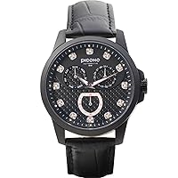 PICONO Bulky Series - Multi Dial Water Resistant Analog Quartz Watch - No. 4003 (Black)