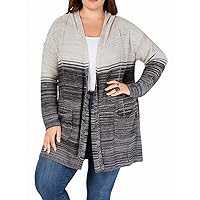 Style & Co. Women's Sweater Plus Two-Tone Marle Hooded Cardigan