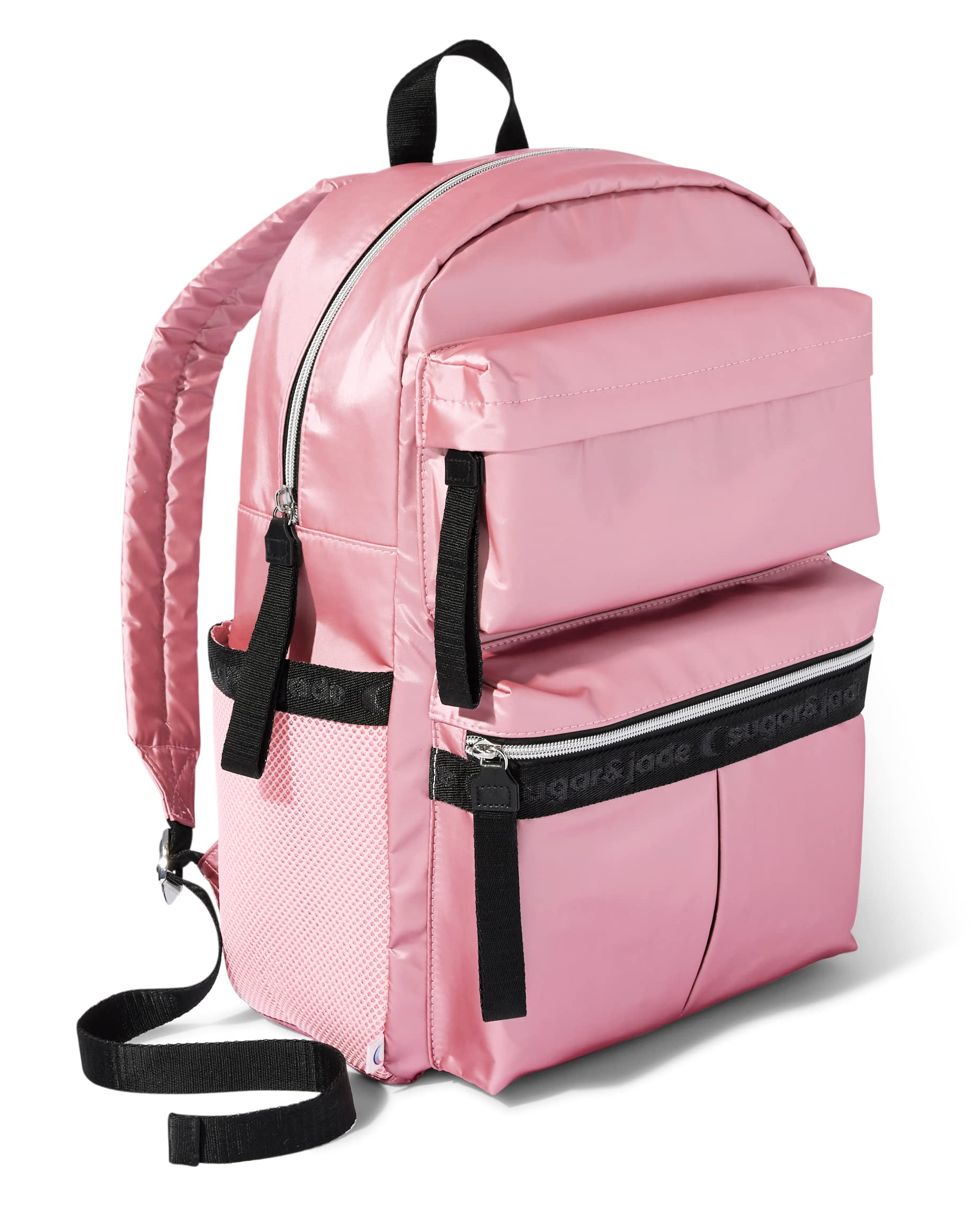 Sugar & Jade Girls' Teen Back to School, Full, Fashion Backpack, Pink/Black, One Size