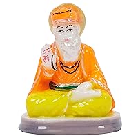 Hindu God Resin Guru Nanak Dev Ji Idol Modern Artwork Showpiece for Worship Purpose Sikh God Car Dashboard Figurine-WH