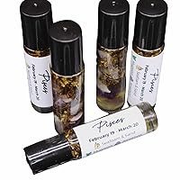 PISCES Amethyst Crystal Roller, Sea Minerals Scented Perfume Oil, Organic Mugwort, February March Birthday Gift, Moon Charged Essential Oil Blend Roll On for Zodiac Signs (Pisces)