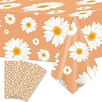 gisgfim 3pcs Daisy Tablecloth Daisy Flower Birthday Party Decorations Groovy Theme Disposable Table Cloth Plastic Retro Hippie Party Table Cover Decor for Baby Shower Birthday Party Supplies