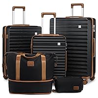 imiono Luggage Sets 3 Piece,Expandable Hardside Suitcase Set with Spinner Wheels,Lightweight Travel Luggage set with TSA Lock（20/24/28,Black）