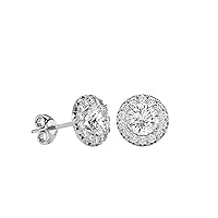 14k Solid Gold 1.34TCW IGI Certified Lab Grown Diamonds Halo stud Earring for women with FG VS/SI quality - Center Solitaire 1.00TCW - MOTHERS DAY VALENTINE DAY ANNIVERSARY BIRTHDAY