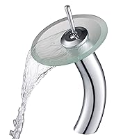Kraus KGW-1700CH-FR Single Lever Vessel Glass Waterfall Bathroom Faucet Chrome with Frosted Glass Disk,Bronze