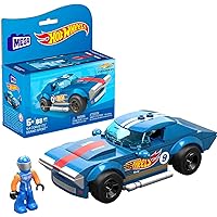 MEGA Hot Wheels Building Toy Race Car Playset, 64 Corvette Grand Sport with 88 Pieces, 1 Micro Action Figure Driver, Blue, Kids Age 5+ Years