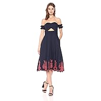 RACHEL Rachel Roy Women's Off The Shoulder Embroidered Fit and Flare Dress