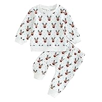 Baby Boy Girl Christmas Outfits Infant Toddler Long Sleeve Pullover Sweatshirt Pants Set Xmas Clothings Sets