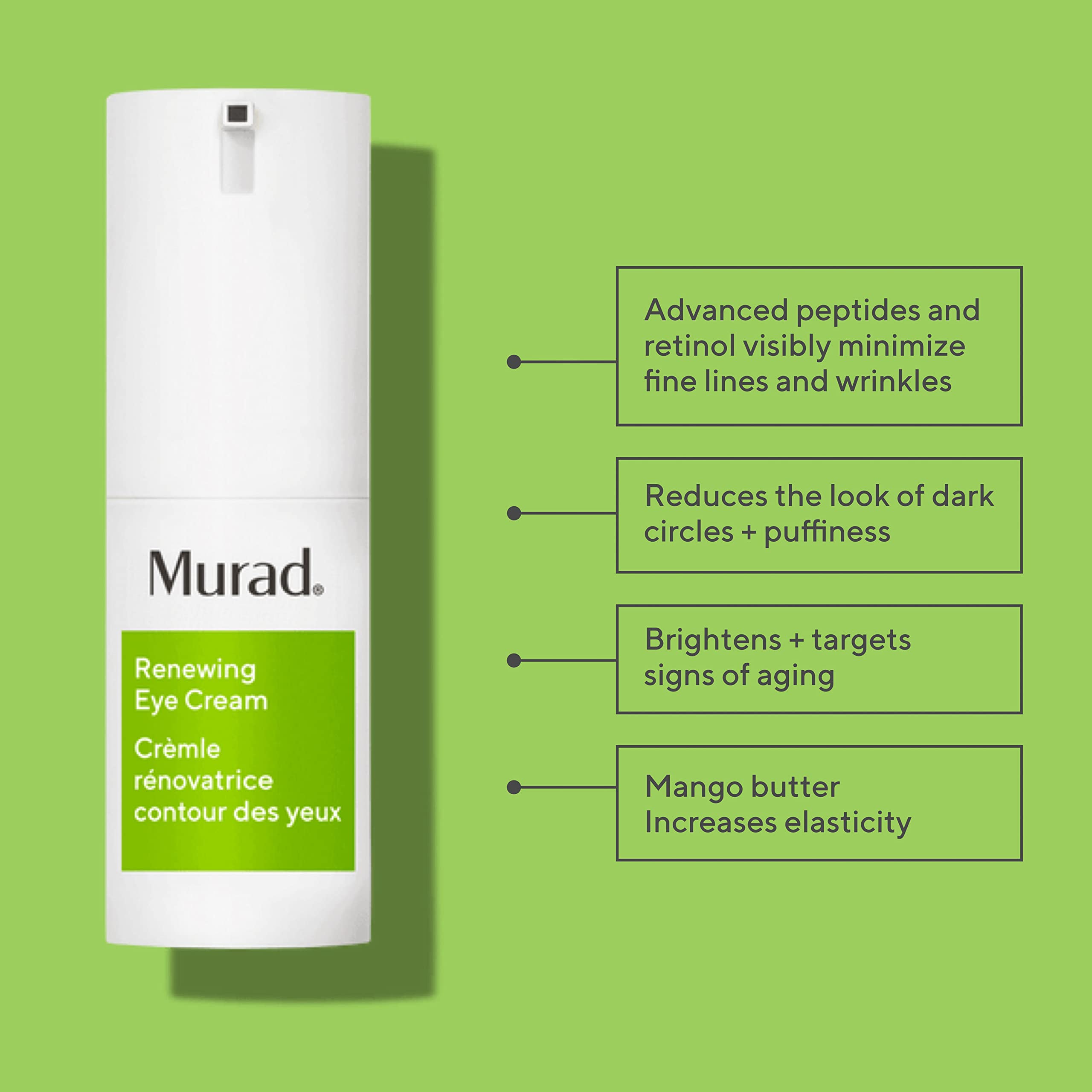 Murad Renewing Eye Cream - Resurgence Multi-Action Anti-Aging Eye Cream with Advanced Peptides and Retinol – Brightening Eye Lift Firming Treatment Visibly Minimizes Wrinkles, 0.5 Fl Oz