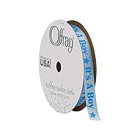 Offray, Blue Baby Celebration Craft Ribbon, 3/8-Inch x 12-Feet