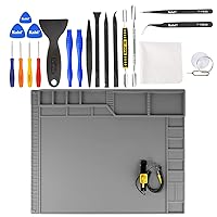 Kaisi Professional Electronics Opening Pry Tool Repair Kit +K330 ILarge Repair Work Mat,Silicone Soldering Mat Nylon Spudgers and Anti-Static Tweezers for Cellphone iPhone Laptops Tablets and More
