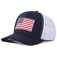 American Flag Trucker Hat - Baseball Cap for Men & Women, Breathable Mesh, Adjustable Snapback Closure
