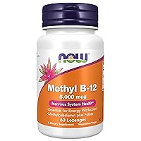 NOW Supplements, Methyl B-12 (Methylcobalamin) 5,000 mcg, Nervous System Health*, 60 Lozenges