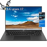 LG gram 2023 17inch Laptop - i7-1360P Intel Evo - Windows 11 Pro - WQXGA IPS Display 16:10 - Wi-Fi 6E - Thunderbolt 4 - Fingerprint - Webcam - 80WHr Battery - HDMI Cable (16GB RAM |2TB SSD)
