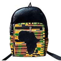 African Kente Print Backpack with Leather (Kente Print)