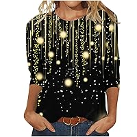 Women 3/4 Sleeve T Shirt Tie Dye Blouse Tee Rhinestone Tunic Tops Crewneck Glitter Printed Graphic Tees Blouses Summer Tops