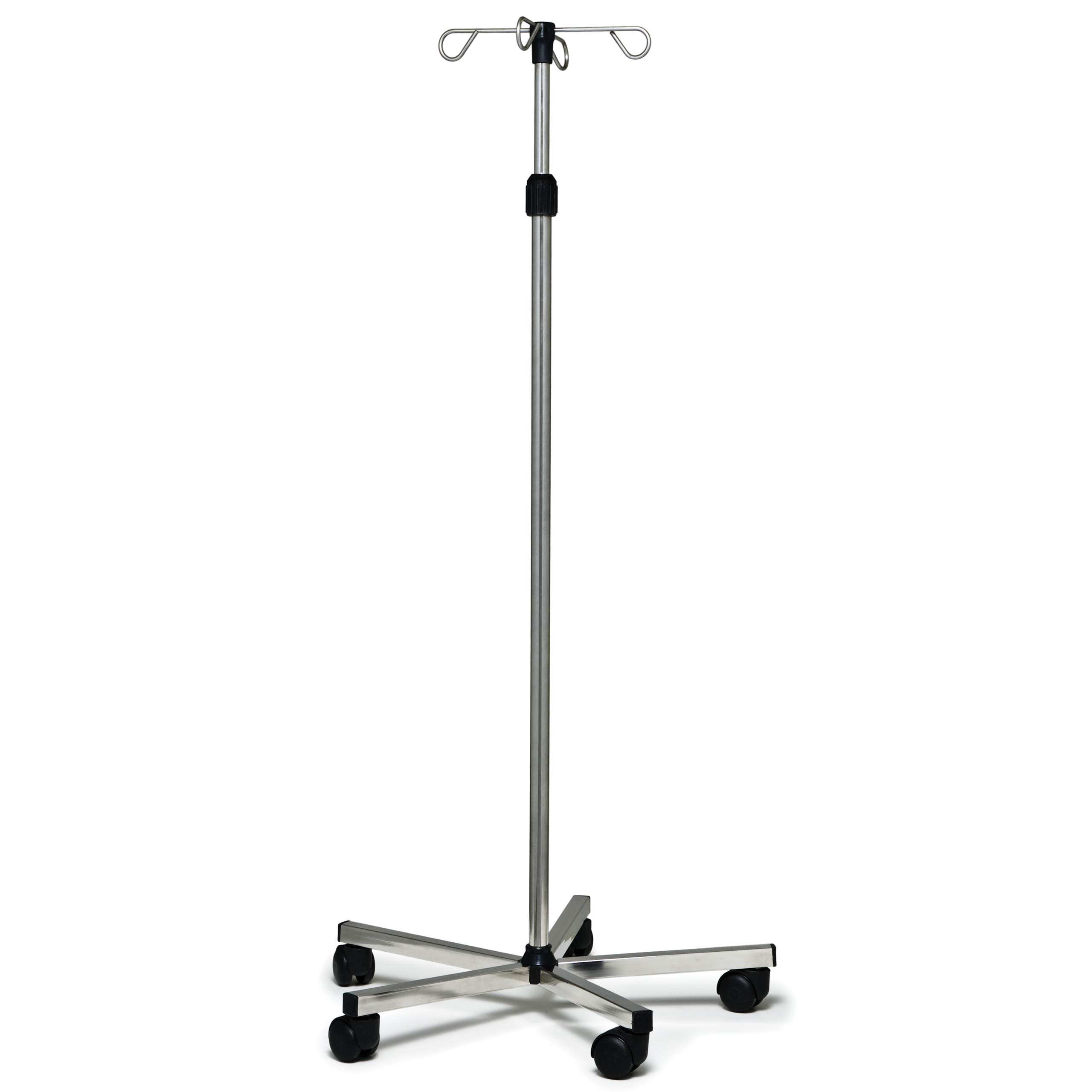 Lumex Deluxe Rolling IV Pole, 4-Hook, Portable 5-Leg Stand with Wheels, Height-Adjustable, 7016A