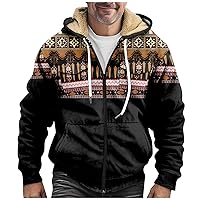 Mens Jacket Winter Full-Zip Hooded Sweatshirt Warm Fleece Lined Jacket Stylish Hooded Sweatshirt Soft Warm Coat