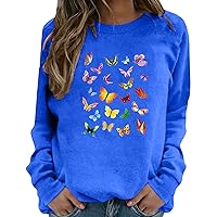 Women Sweatshirts Trendy Casual Fashion Floral Print Long Sleeve Round Neck Pullover Top Hoodie Spring Print