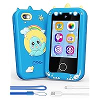 Kids Smart Phone, Dinosaur Toys for Boys Ages 3-8 Years Old, Touchscreen Toddler Play Phone with Music Player Dual Camera Puzzle Games 8GB SD Card, Birthday Gifts for Boy (Blue)